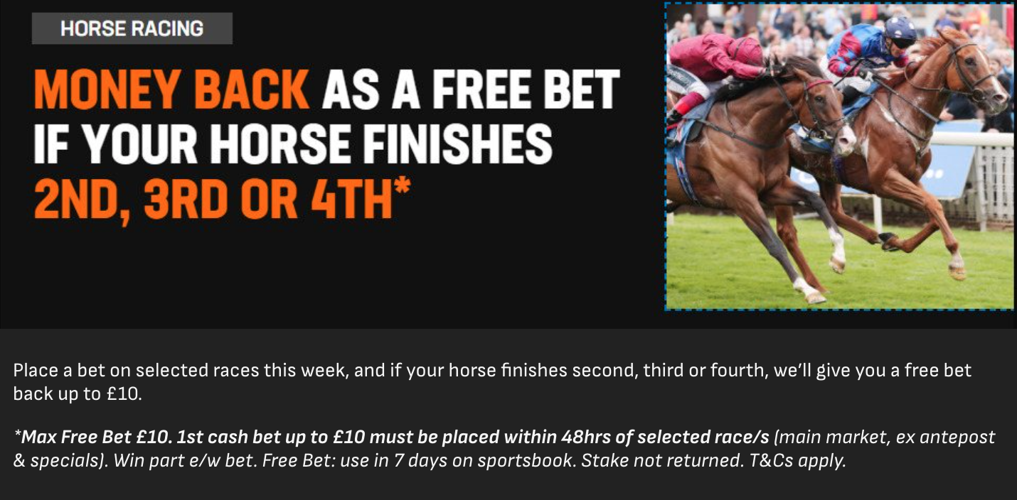 Livescore racing refund: money back as a free bet if your horse finishes 2nd, 3rd or 4th